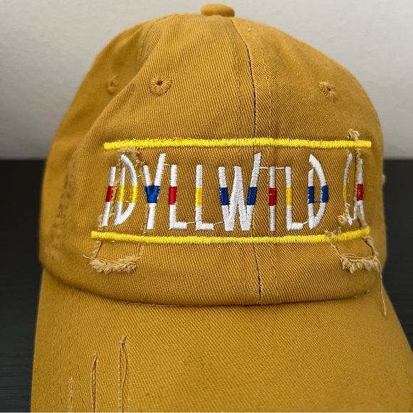 NWOT Yellow/Mustard Vintage Distressed Hat Adjustable Embroidered Idyllwild Ca - Picture 4 of 11